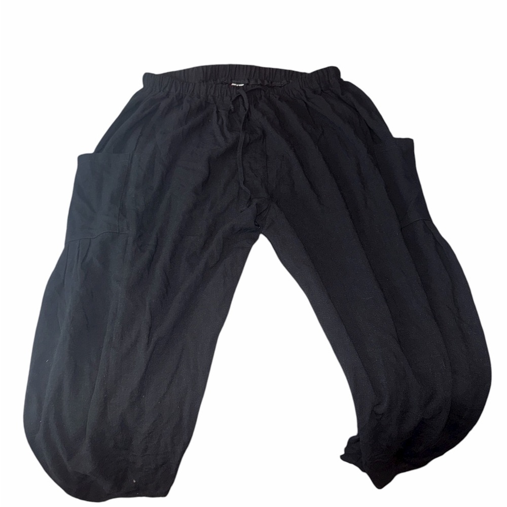 Black Wide-Leg Harem Pants